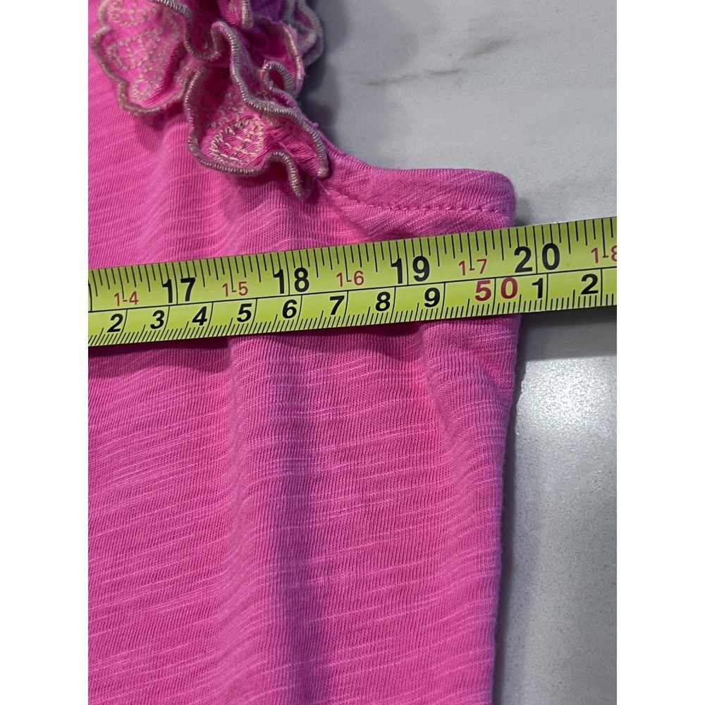 Democracy Salmon‎ Pink Ruffle Embroidered Sleeve Top Shirt Women's Size L - Picture 4 of 7